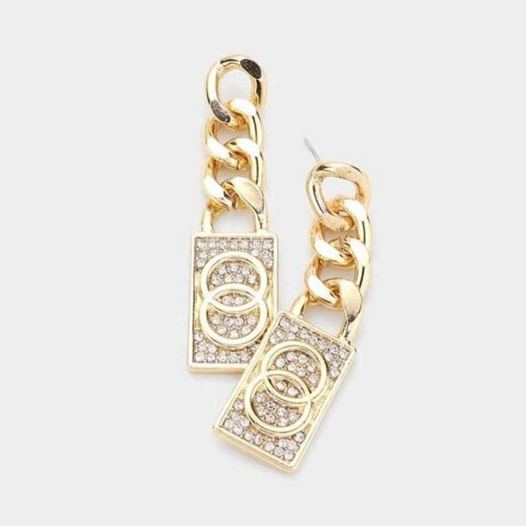 Double Open Circle Chain Dangle Earrings by WILDFLOWER - Picture 1 of 5